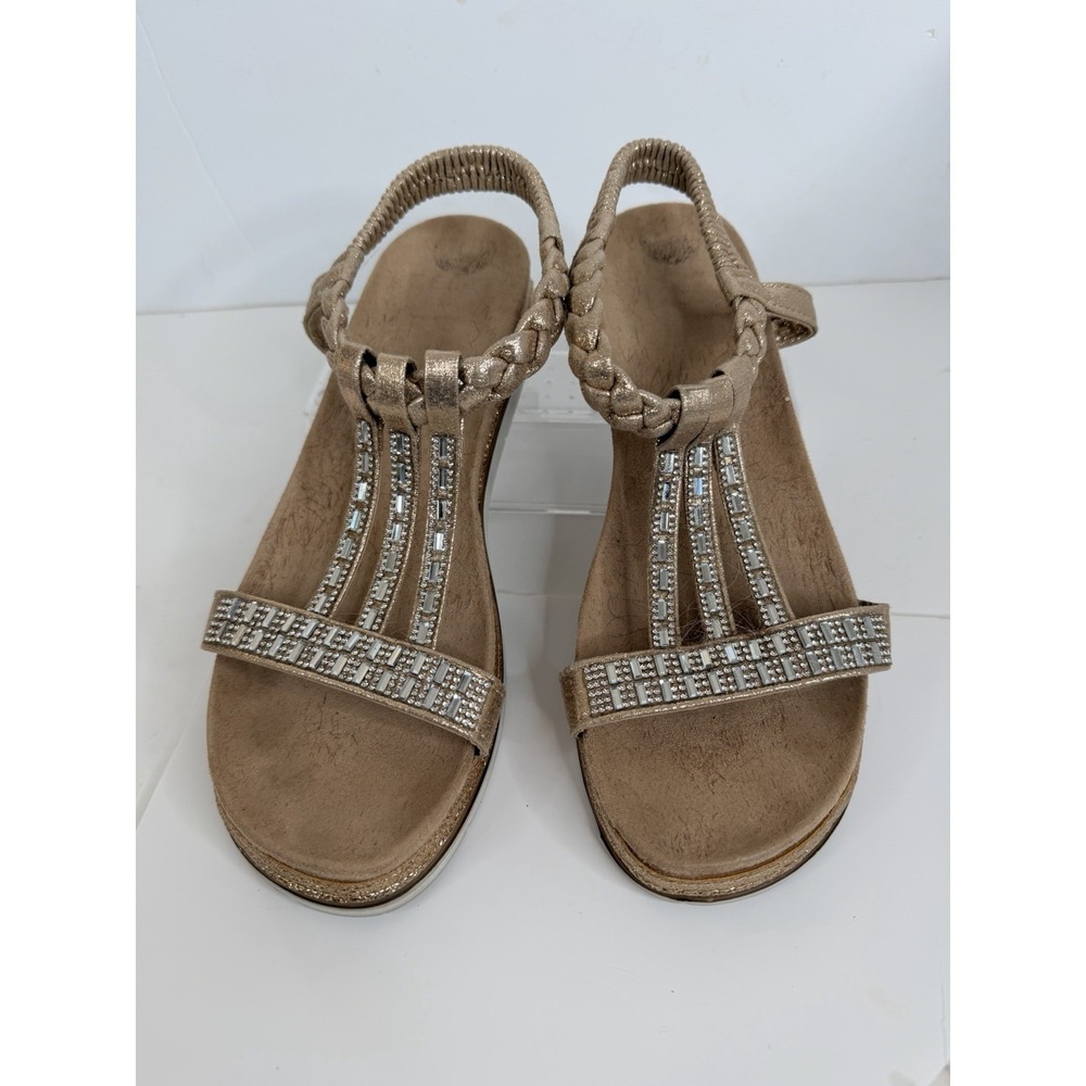 Lunar Blaise Womens EU 39 (8US) Rose Gold Rhinestone‎ Flat Sandals Elastic Strap